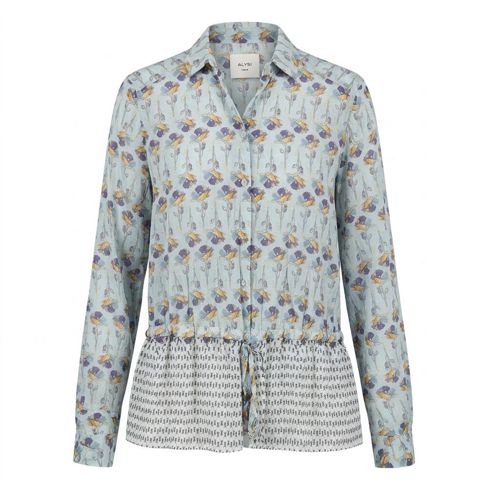 Alysi Silk Blend Made in Italy Paisley Striped Blouse Women Size 6
